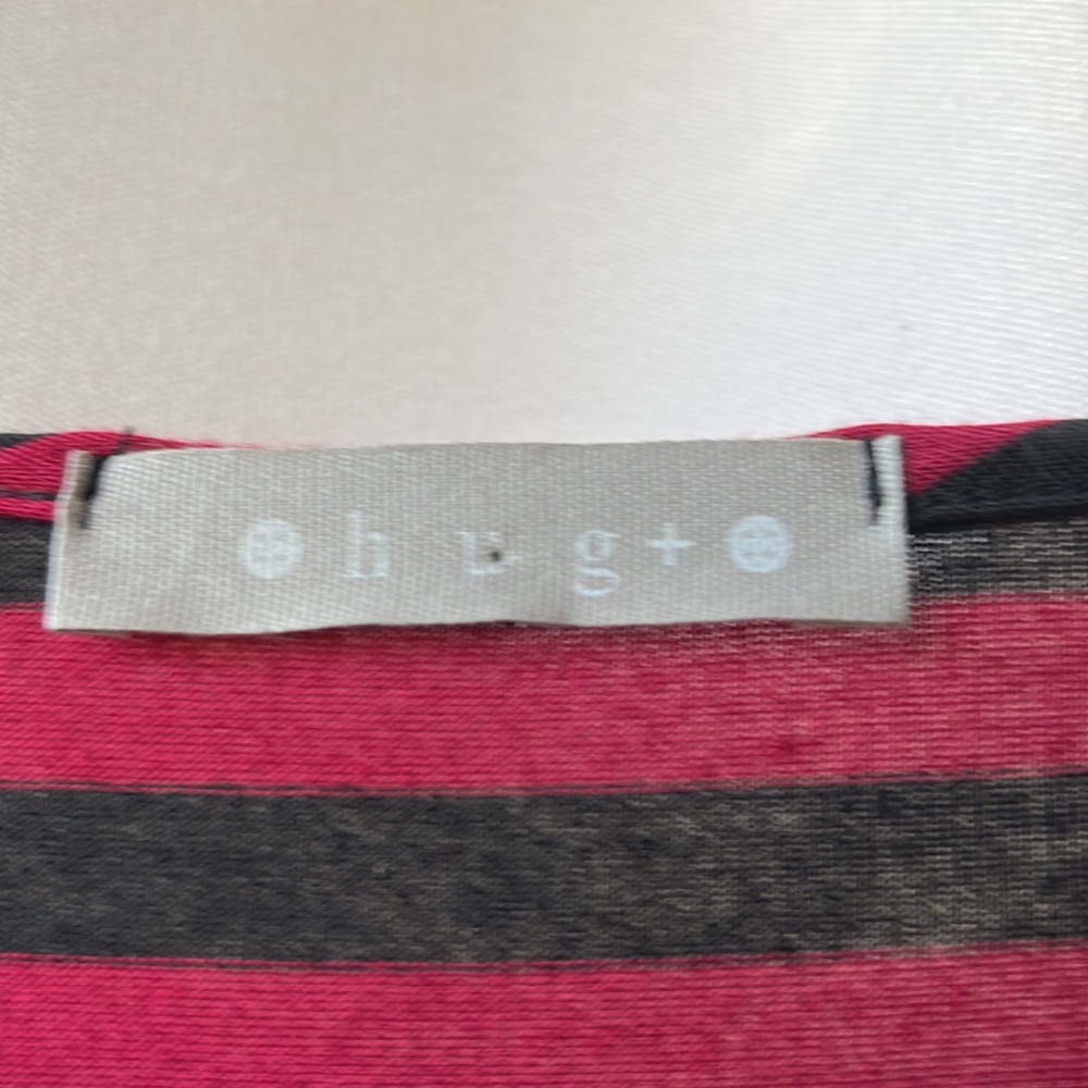 HLG plus black and purple stripe jersey material top. - Picture 2 of 5